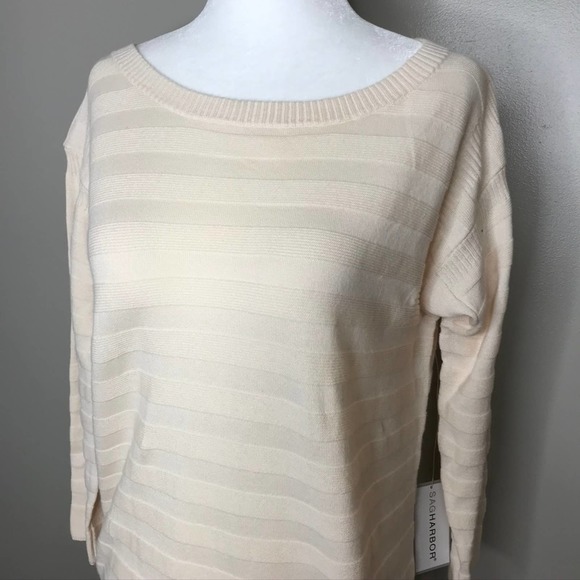 New! Sag Harbor Ivory Winter White Large Sweater - Picture 3 of 5